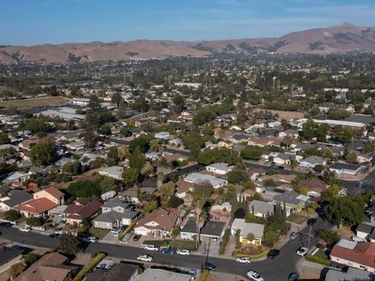 Aerial view of Fremont, CA in Alameda County